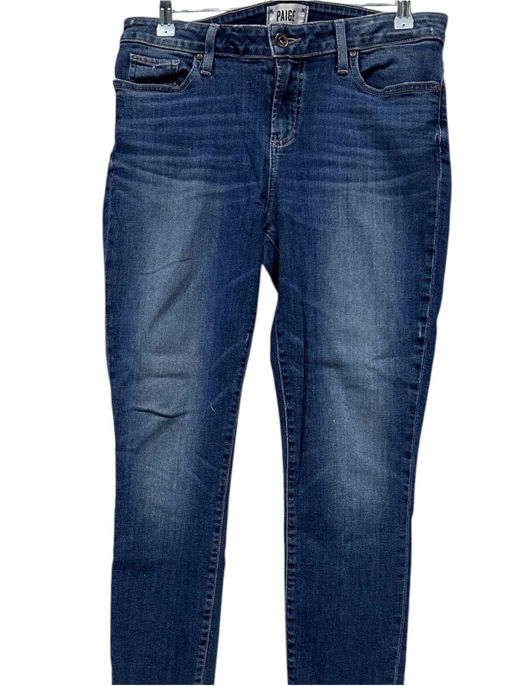 PAG106 -  NWOT PAIGE High Rise Crop Skinny Jeans Raw Hem Blue Size 30